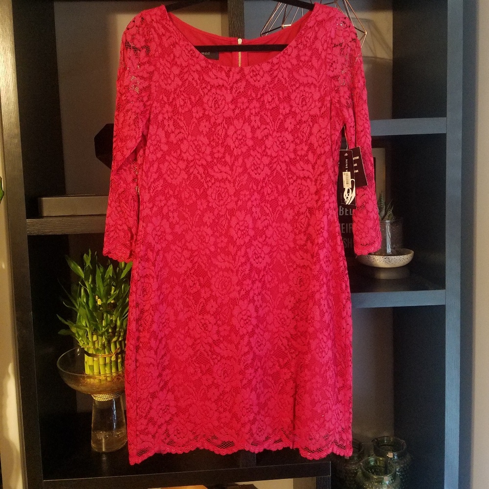 Nine west size 4 red lace dress